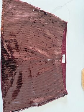 Sequin Mini Skirt in burgundy
